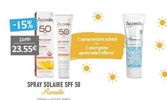 spray solaire spf 50 acorelle