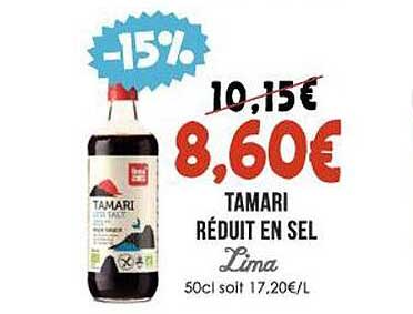 tamari réduit en sel lima