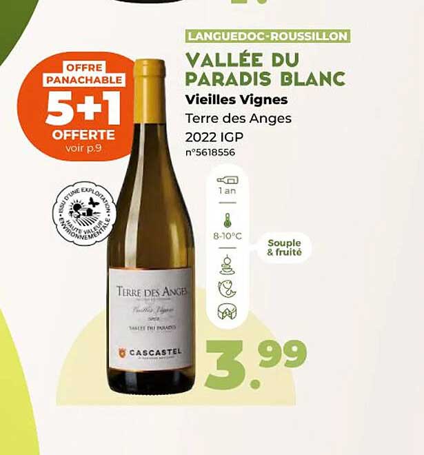 valée du paradis blanc vieilles vignes terre  des anges 2022 igp