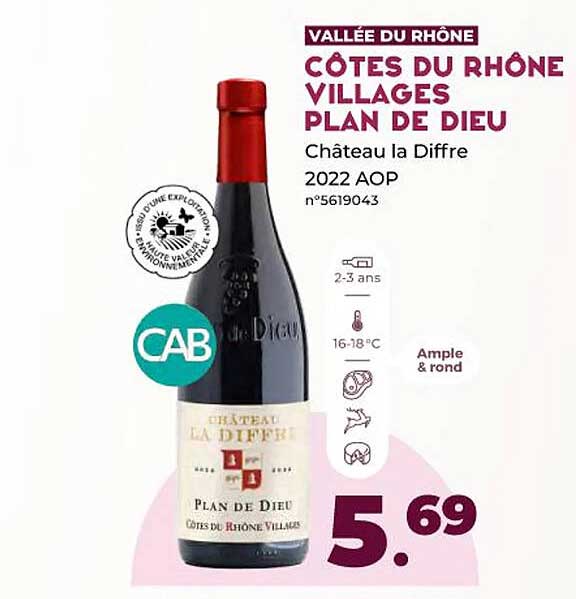 vallée du rhône côtes du rhône villages plan de dieu château la diffre 2022 aop