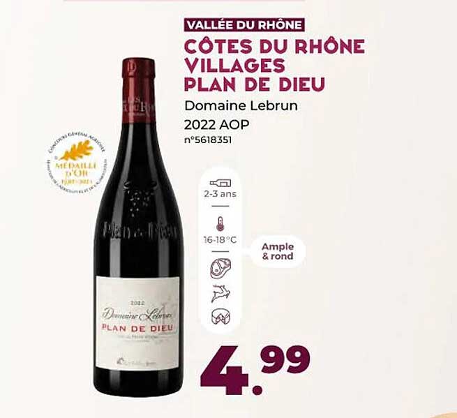 vallée du rhône côtes du rhône villages plan de dieu domaine lebrun 2022 aop