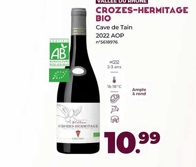 vallée du rhône crozes-hermitage bio cave de tain 2022 aop