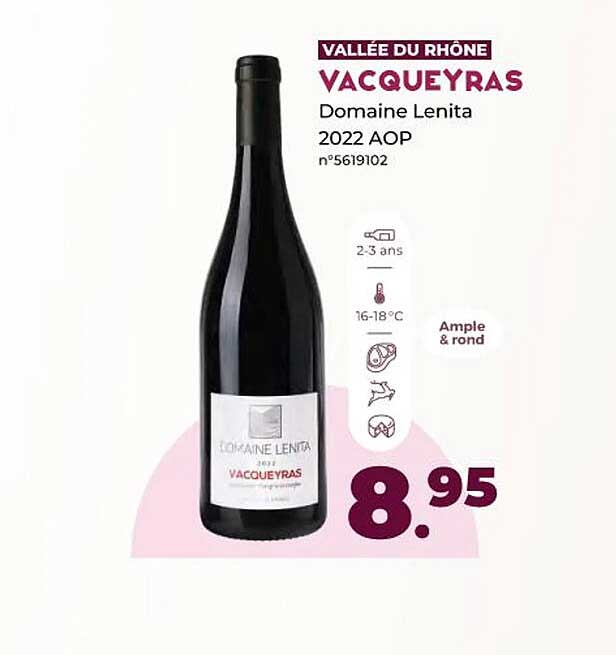 Vallée Du Rhône Vacqueyras Domaine Lenita 2022 Aop