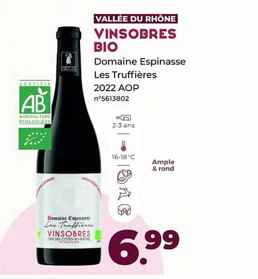 Vallée Du Rhône Vinsobres Bio Domaine Espinasse Les Truffières 2022 Aop