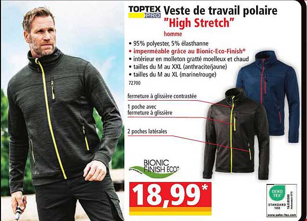 veste de travail polaire "high stretch" toptex pro