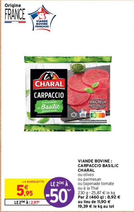 Viande Bovine : Carpaccio Basilic Charal