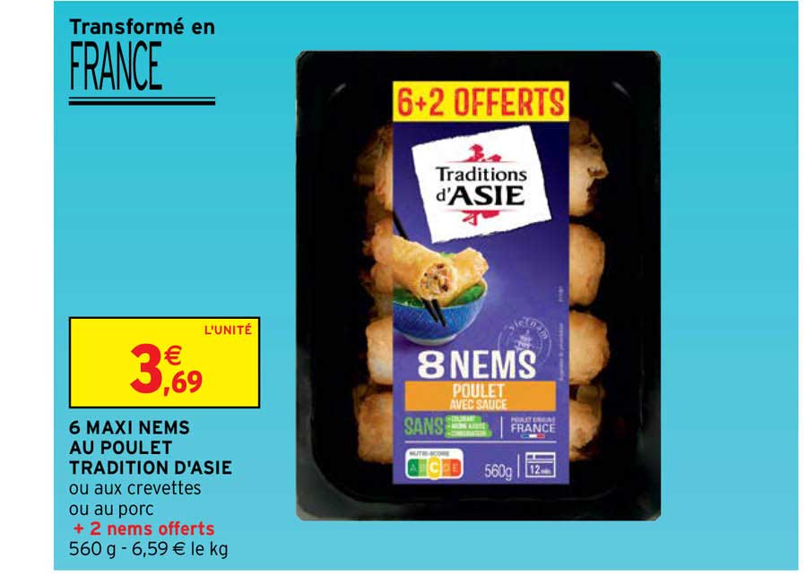 6 maxi nems au poulet tradition d'asie
