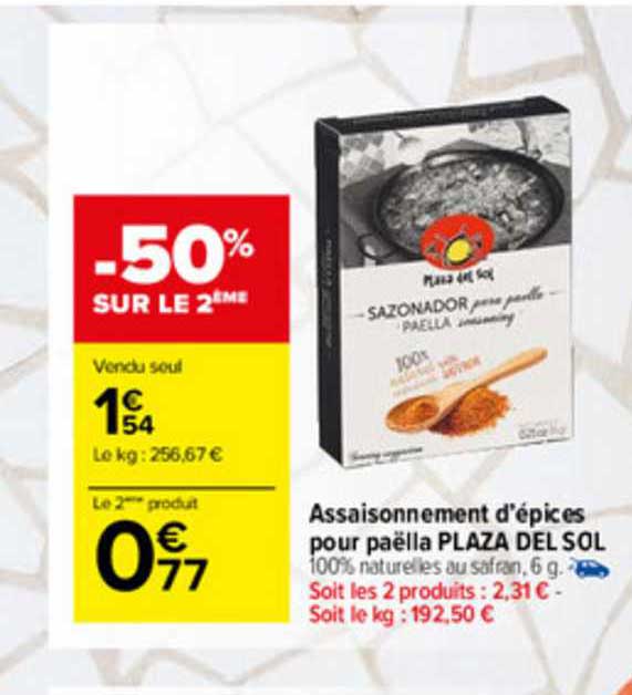 assaisonnement d'épices pour paëlla plaza del sol