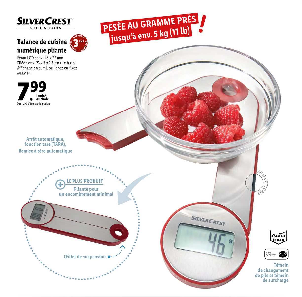 balance de cuisine numérique pliante silver crest