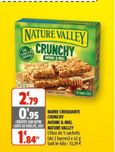 barre croquante crunchy avoine & miel nature valley