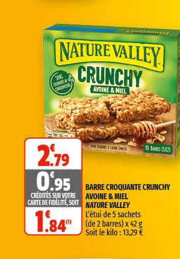 barre croquante crunchy avoine & miel nature valley