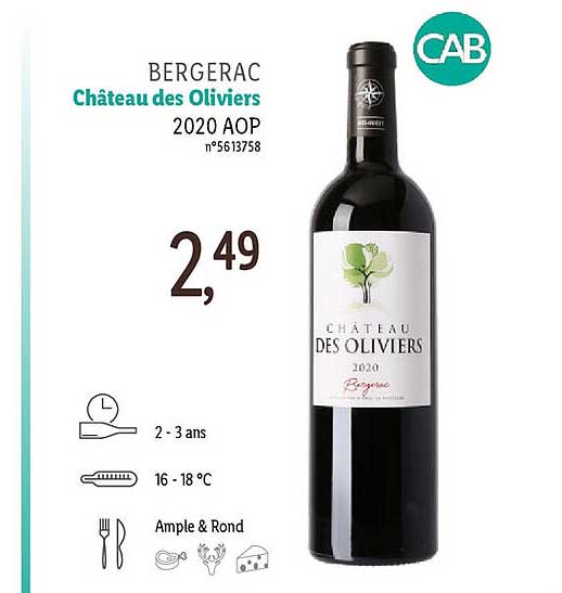 bergerac château des oliviers 2020 aop
