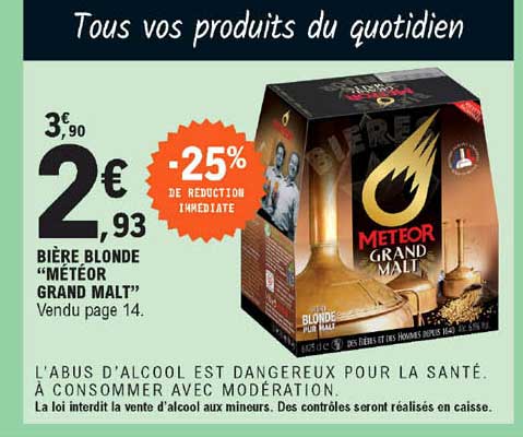 Bière Blonde "météor Grand Malt"