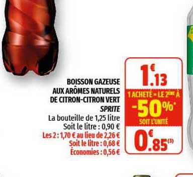 boisson gazeuse aux arômes naturels de citron-citron vert sprite