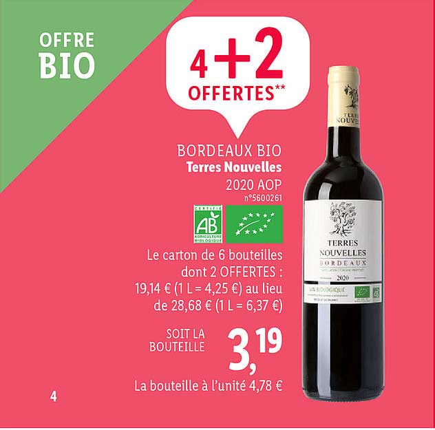 bordeaux bio terres nouvelles 2020 aop