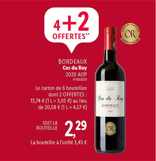 bordeaux cos du roy 2020 aop