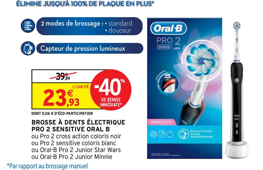 brosse à dents électrique pro 2 sensitive oral b