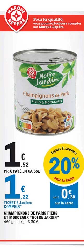 champignons de paris pieds et morceaux "notre jardin"