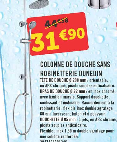 colonne de douche sans robinetterie dunedin