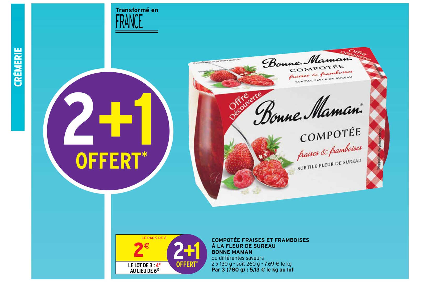 compotée fraises et framboises à la fleur de sureau bonne maman