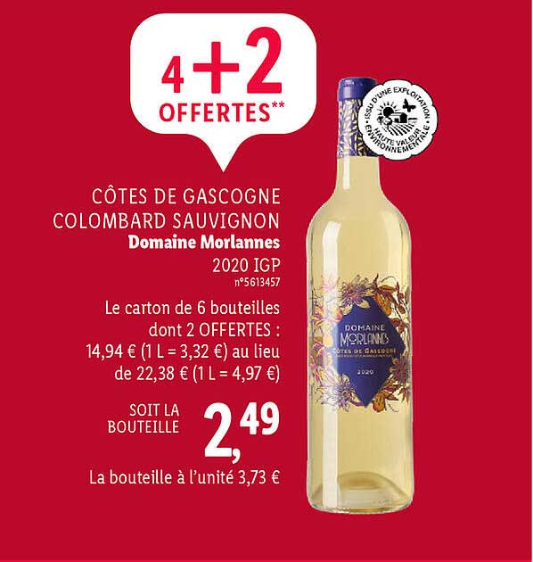 côtes de gascogne colombard sauvignon domaine morlannes 2020 igp