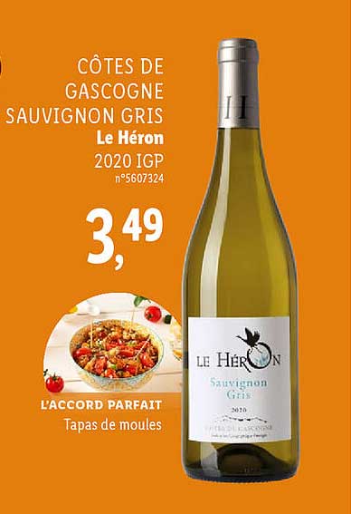 côtes de gascogne sauvignon gris le héron 2020 igp