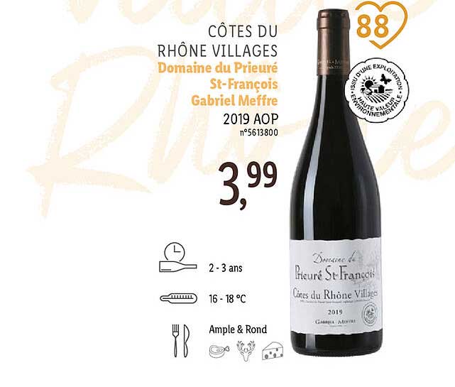 côtes du rhône villages domaine du prieuré st-françois gabriel meffre 2019 aop
