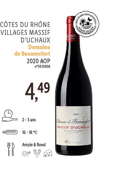 côtes du rhône villages massif d'uchaux domaine de beaumefort 2020 aop