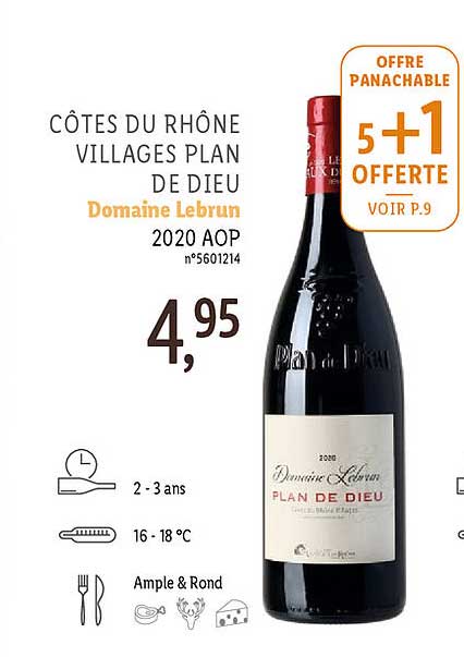 côtes du rhône villages plan de dieu domaine lebrun 2020 aop