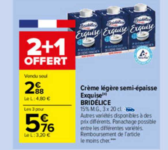 crème légère semi-épaisse exquise bridélice