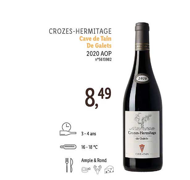 crozes-hermitage cave de tain de galets 2020 aop