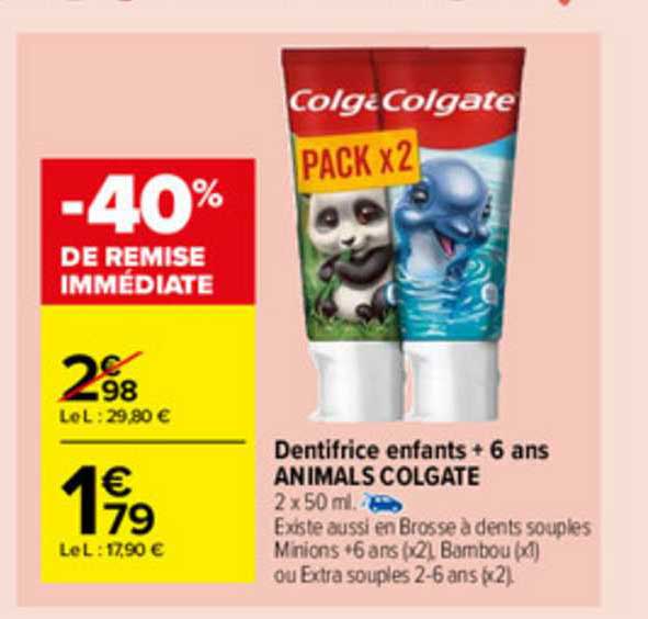 dentifrice enfants + 6 ans animals colgate