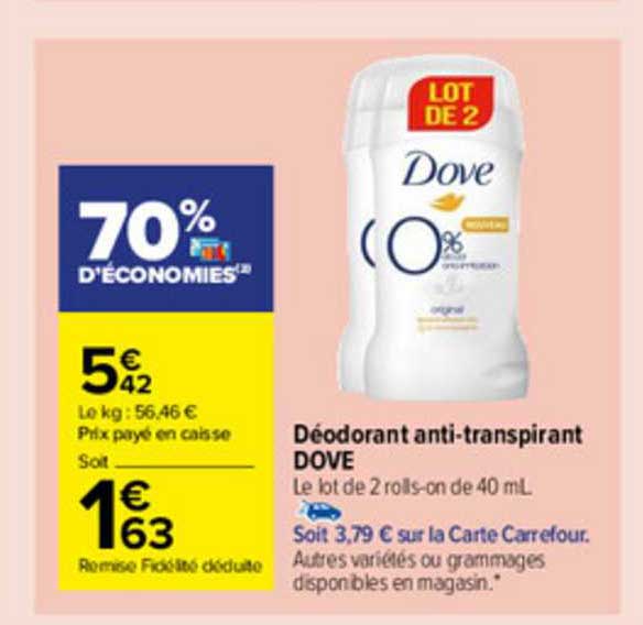 déodorant anti-transpirant dove