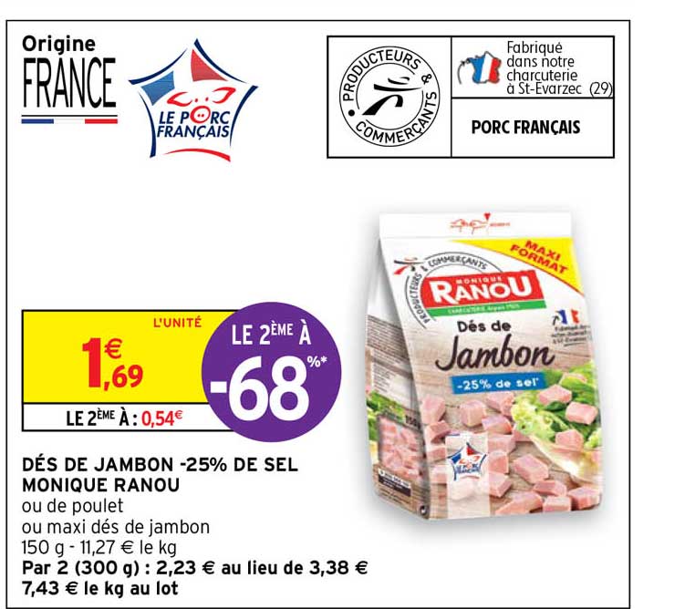dés de jambon -25% de sel monique ranou
