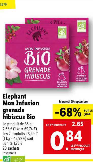 éléphant Mon Infusion Grenade Hibiscus Bio