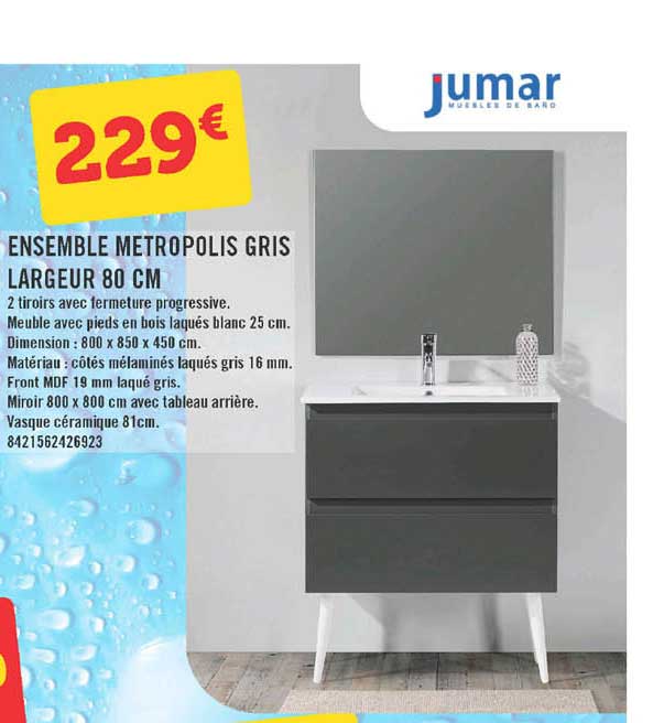 ensemble metropolis gris largeur 80 cm jumar