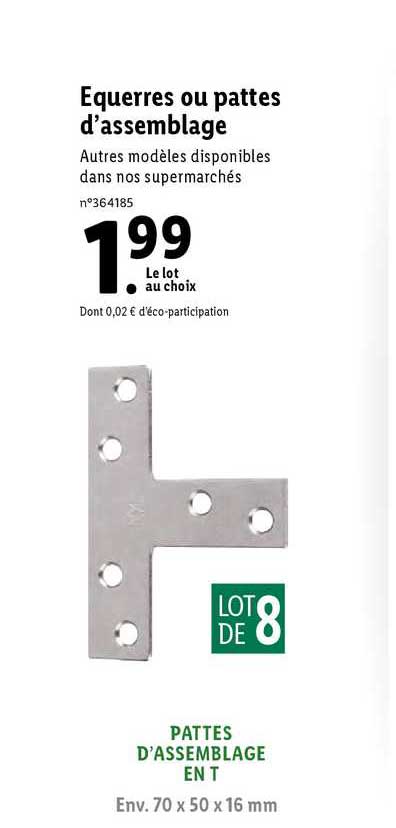 équerres ou pattes d'assemblage