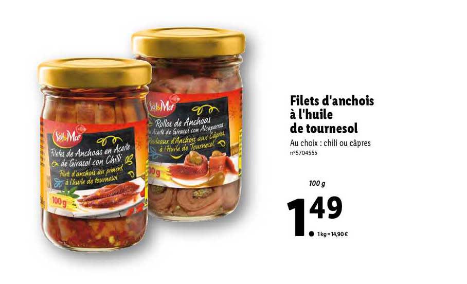 filets d'anchois à l'huile de tournesol sol & mar