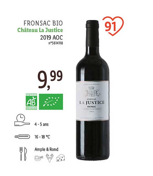 fronsac bio château la justice 2019 aoc