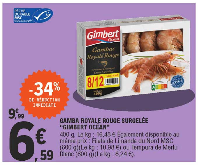 gamba royale rouge surgelée "gimbert oceéan"