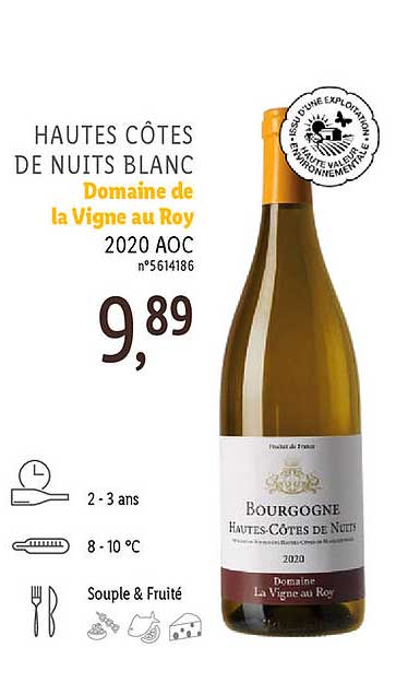 hautes côtes de nuits blanc domaine de la vigne au roy 2020 aoc