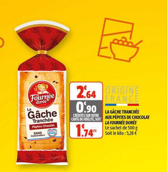 la gâche tranchée aux pépites de chocolat la fournée dorée