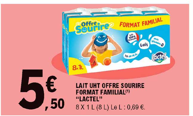 Lait Uht Offre Sourire Format Familial "lactel"
