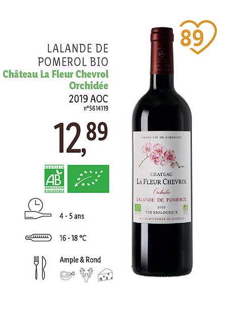 lalande de pomerol bio château la fleur chevrol orchidée 2019 aoc