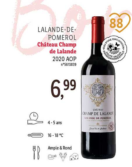 lalande-de-pomerol château champ de lalande 2020 aop