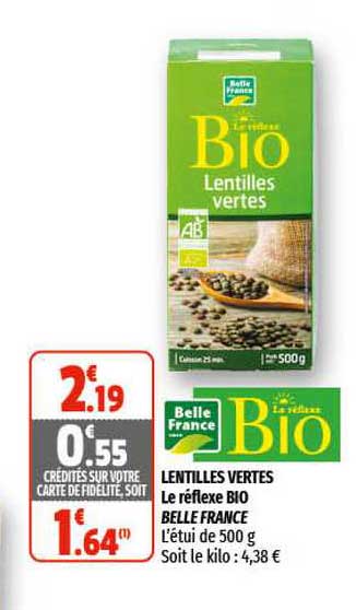 lentilles vertes le réflexe bio belle france
