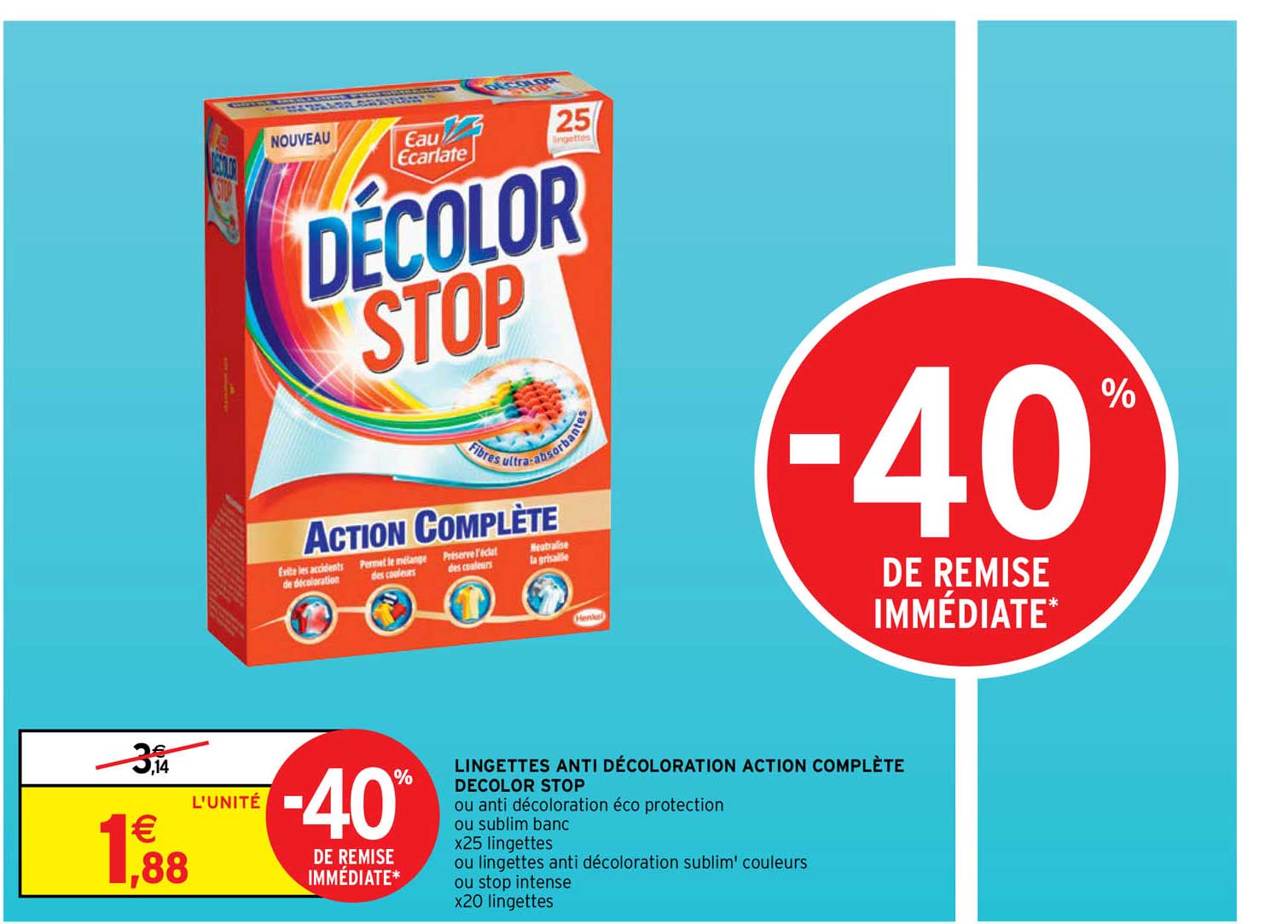 lingettes anti décoloration action complète décolor stop