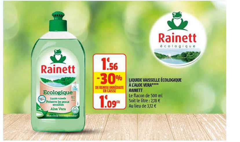 liquide vaisselle écologique à l'aloé vera**** rainett