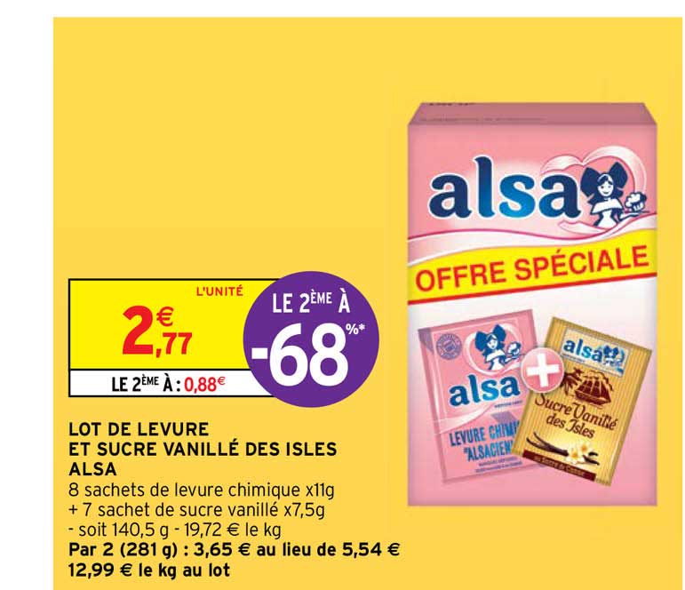 lot de levure et sucre vanillé des isles alsa