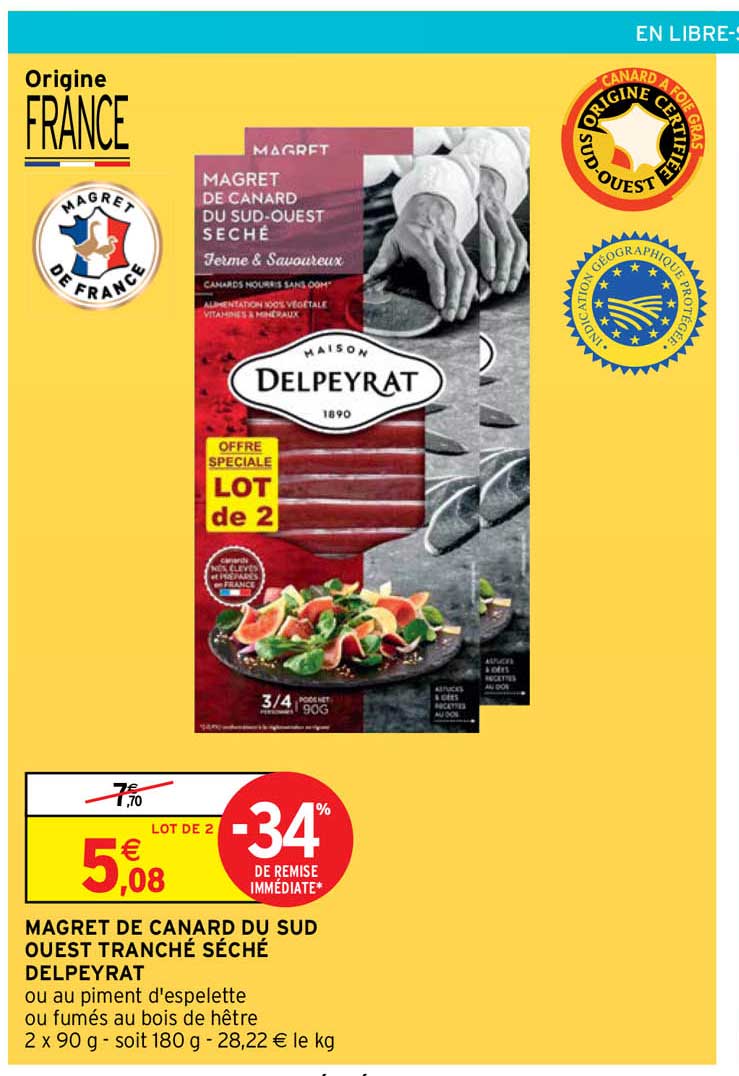 magret de canard du sud ouest tranché séché delpeyrat